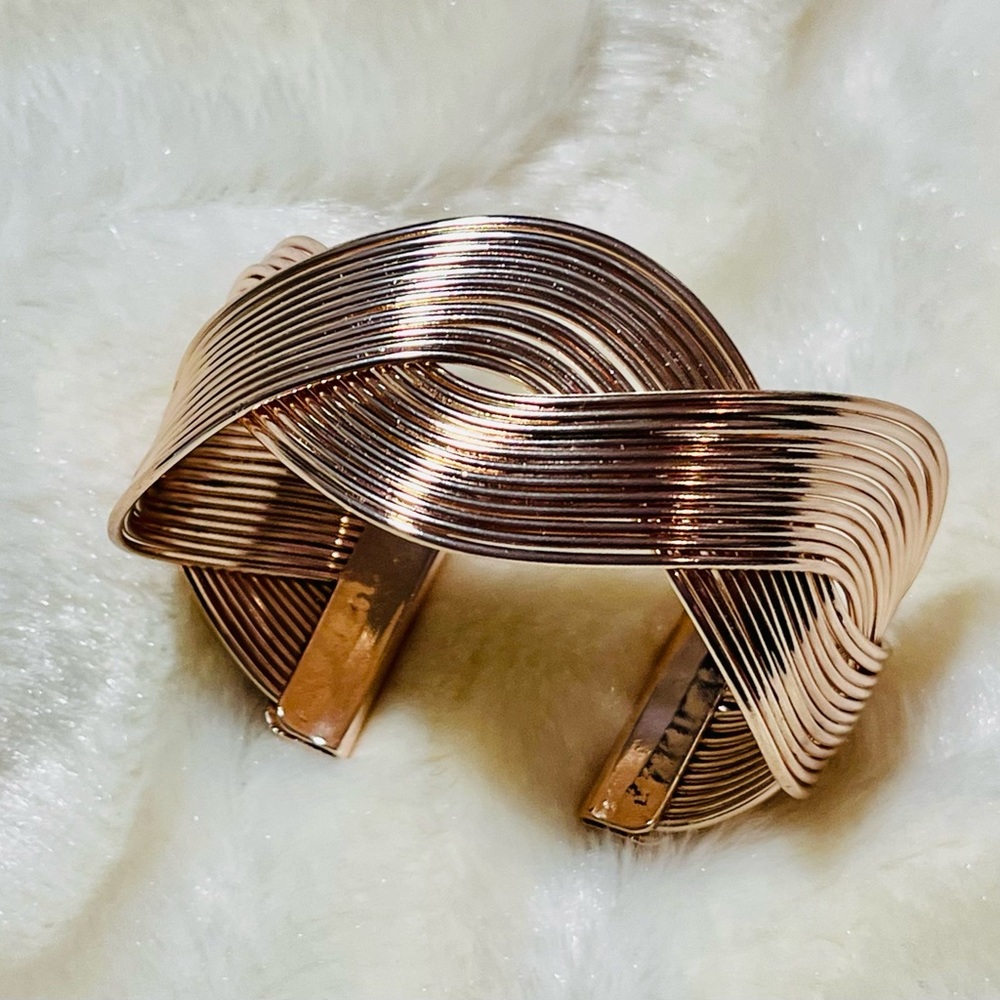 New rose gold tone twisted wire cuff bracelet
